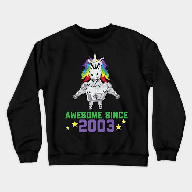 Awesome Unicorn Since 2003 Crewneck Sweatshirt by alexwestshop